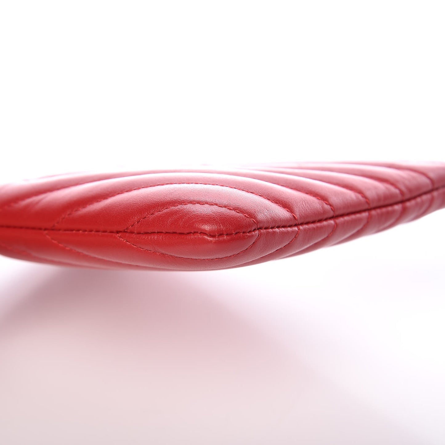 Calfskin Matelasse Chevron Monogram Pouch Red