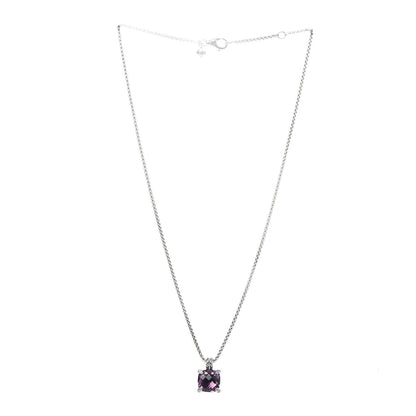 David Yurman Sterling Silver Diamond Amethyst 11mm Chatelaine Pendant Necklace 3 of 5