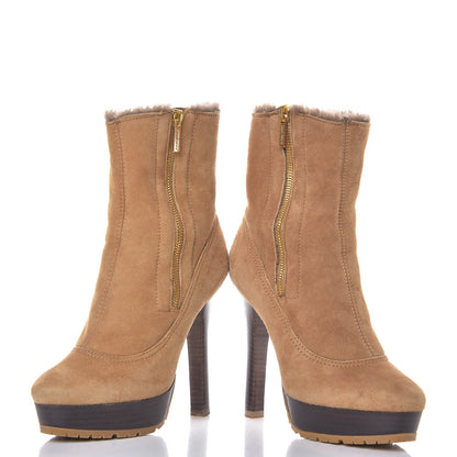Jimmy Choo Suede Shearling Trixie Ankle Boots 35 Camel 5 of 10