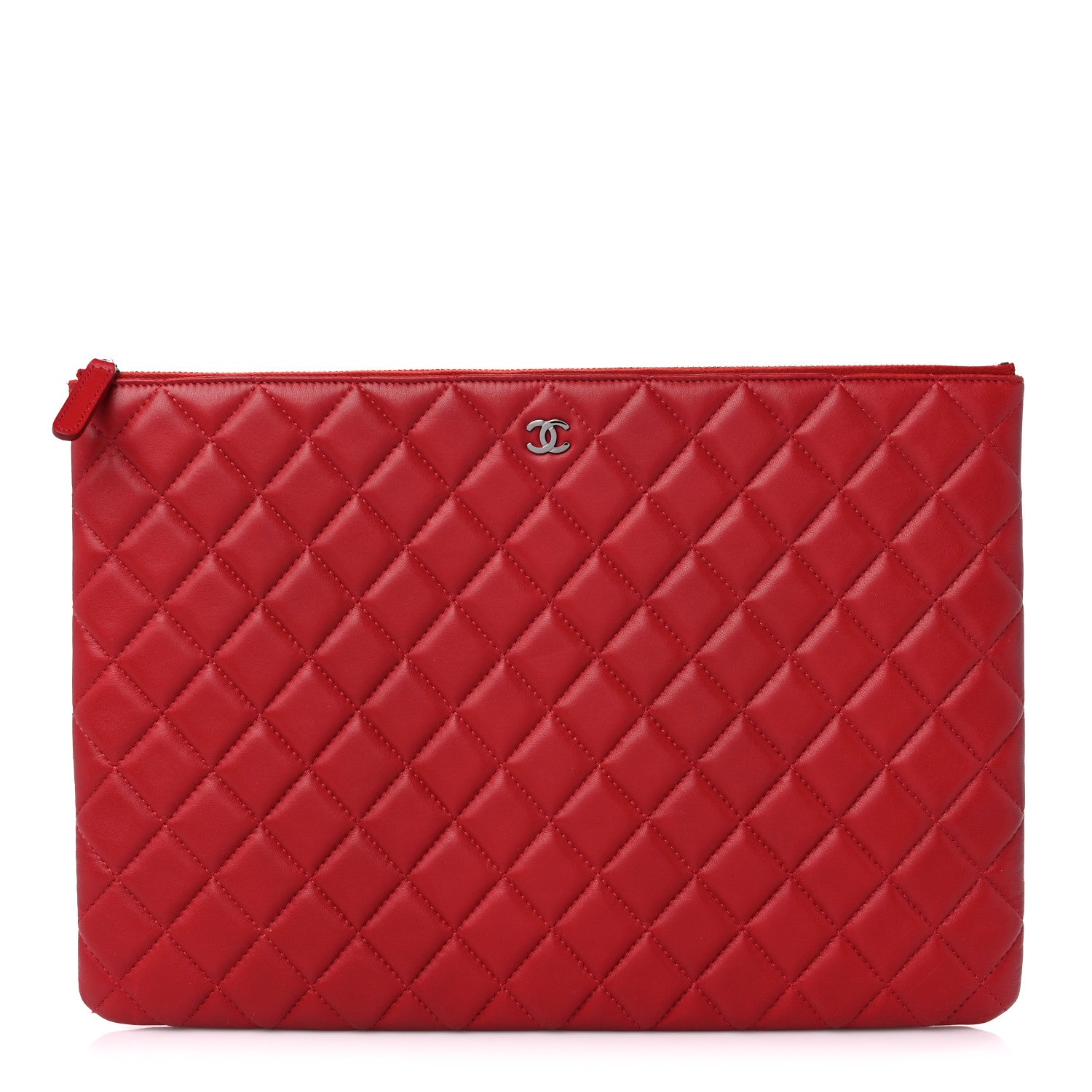 Chanel Lambskin Quilted Large Cosmetic Case Red 1 of 11