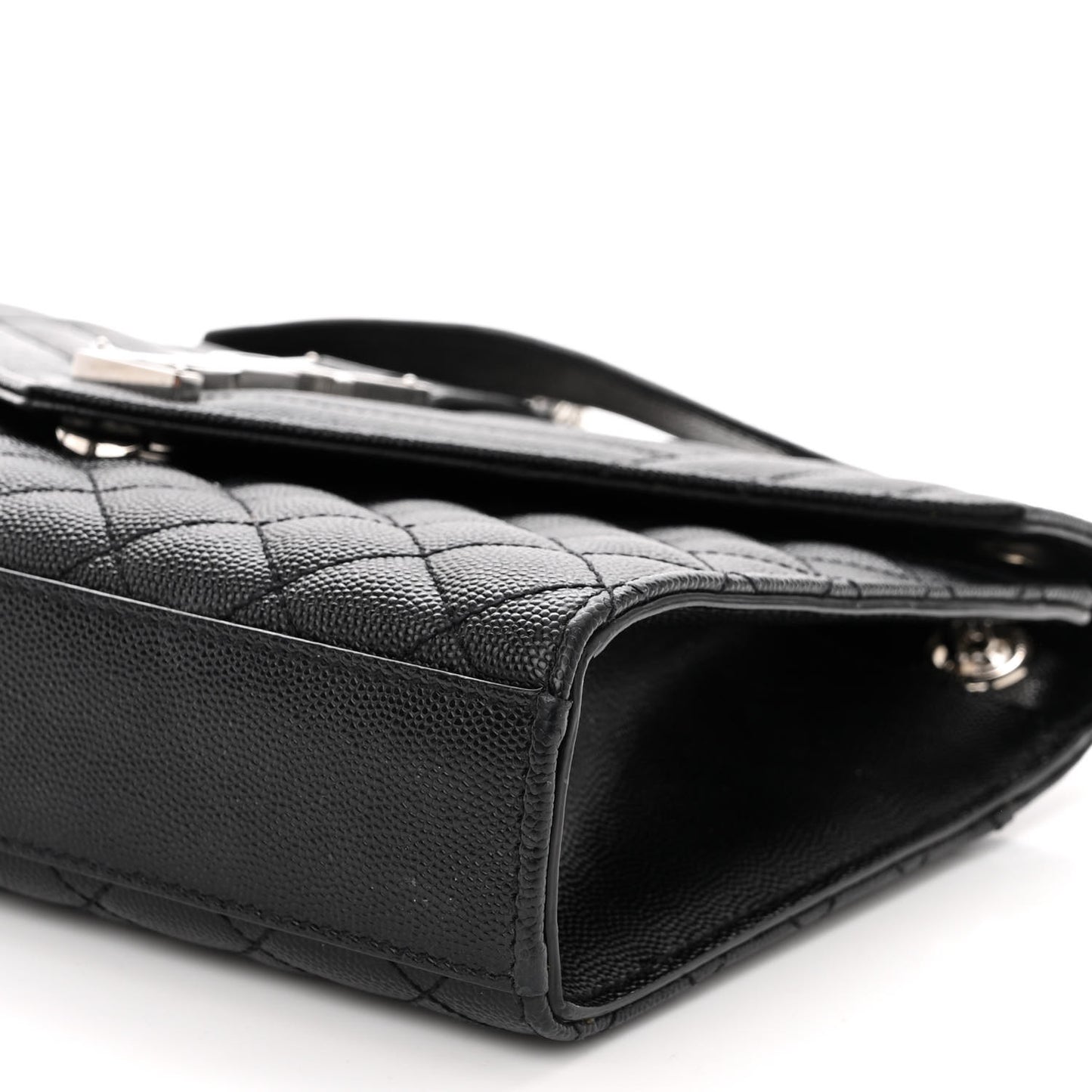 Grain De Poudre Textured Mixed Matelasse Triquilt Medium Monogram Satchel Black