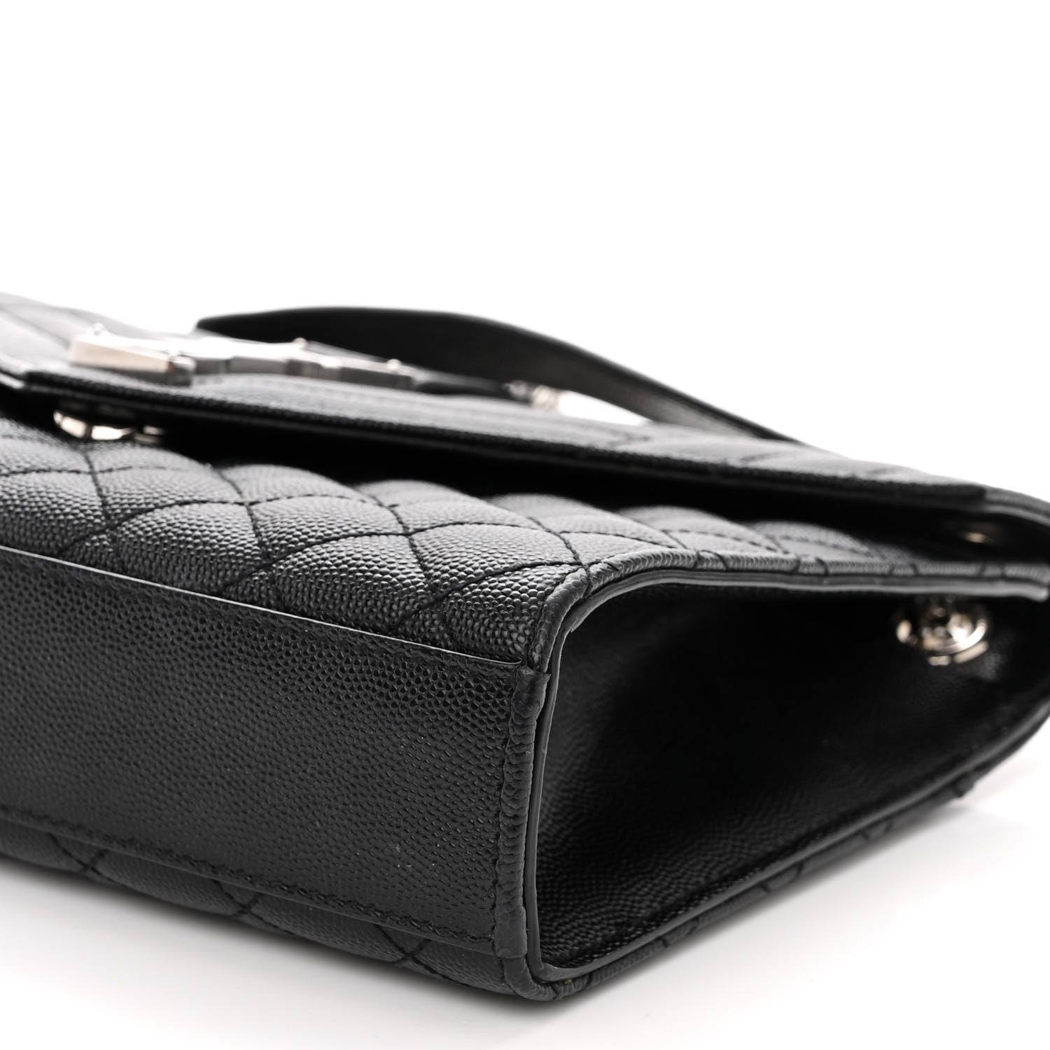 Saint Laurent Grain De Poudre Textured Mixed Matelasse Triquilt Medium Monogram Satchel Black 9 of 12