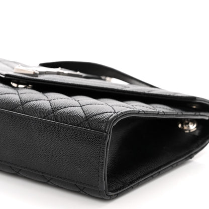 Saint Laurent Grain De Poudre Textured Mixed Matelasse Triquilt Medium Monogram Satchel Black 9 of 12