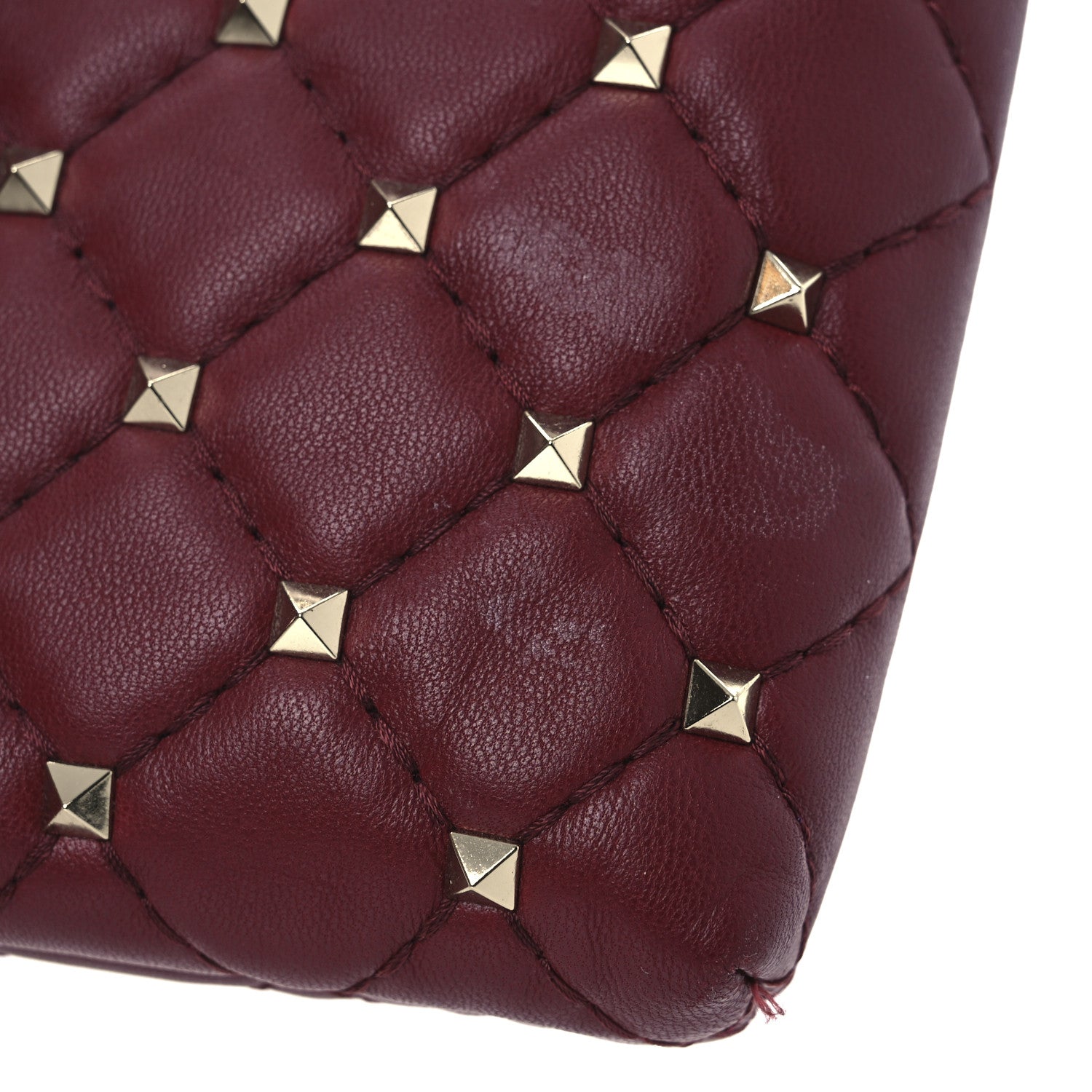 Valentino Garavani Nappa Rockstud Spike Side Slip Zip Clutch Rubino 11 of 12