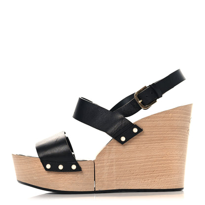 Chanel Wood Calfskin CC Hinge Wedge 41 Black 1 of 9