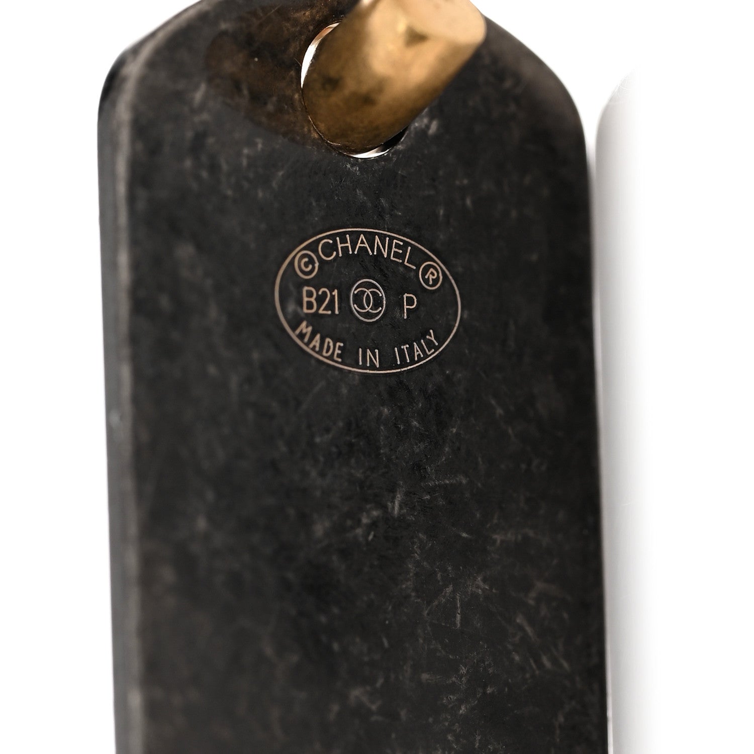Chanel ID Dog Tag Earrings Ruthenium Gold 4 of 4