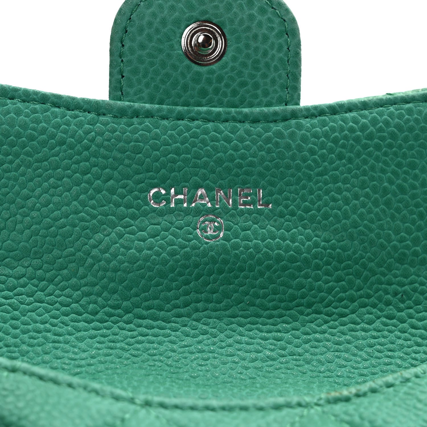 Chanel Iridescent Caviar Quilted Flap Zip Card Holder Green 6 of 11