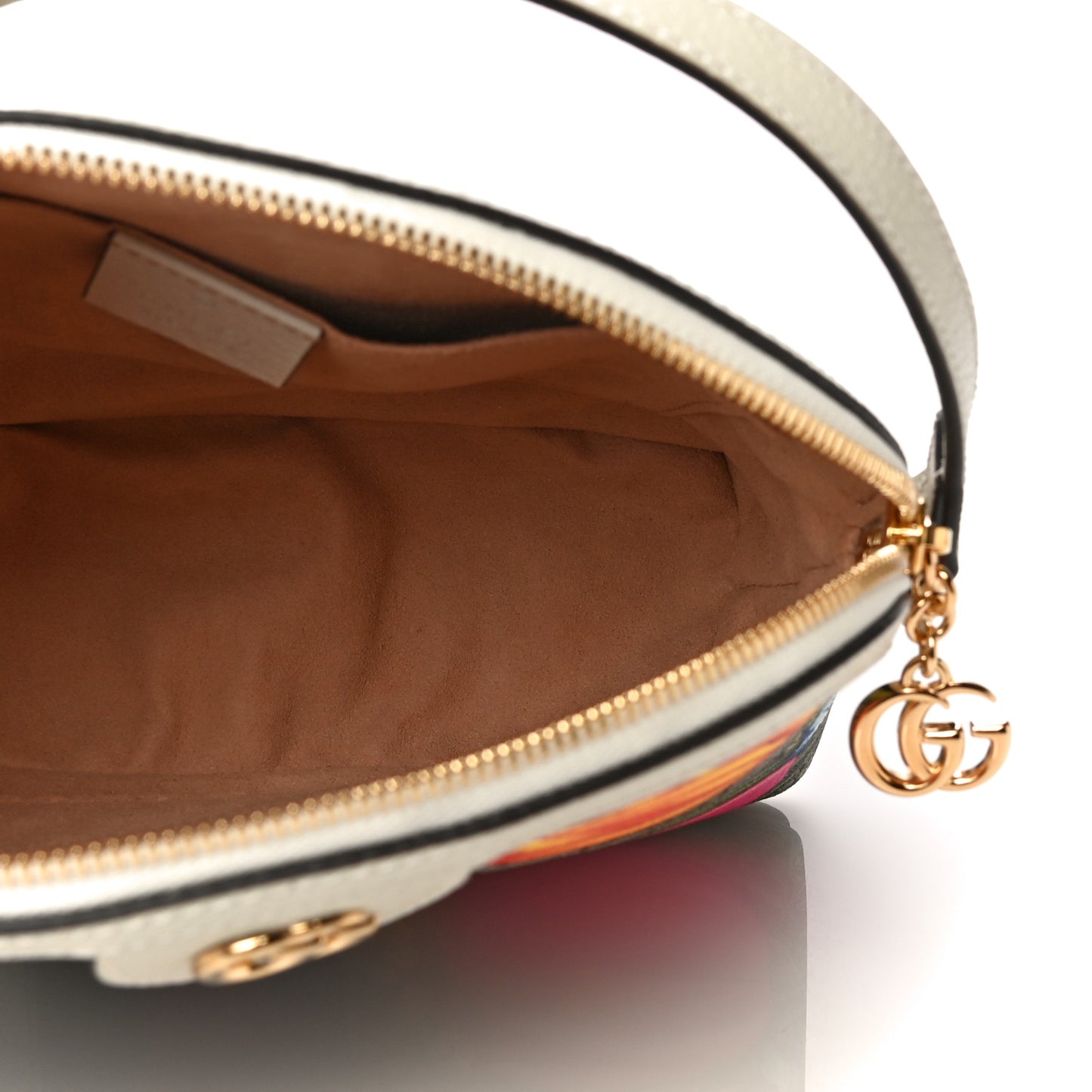 GG Supreme Monogram Flora Web GG Small Ophidia Dome Shoulder Bag White