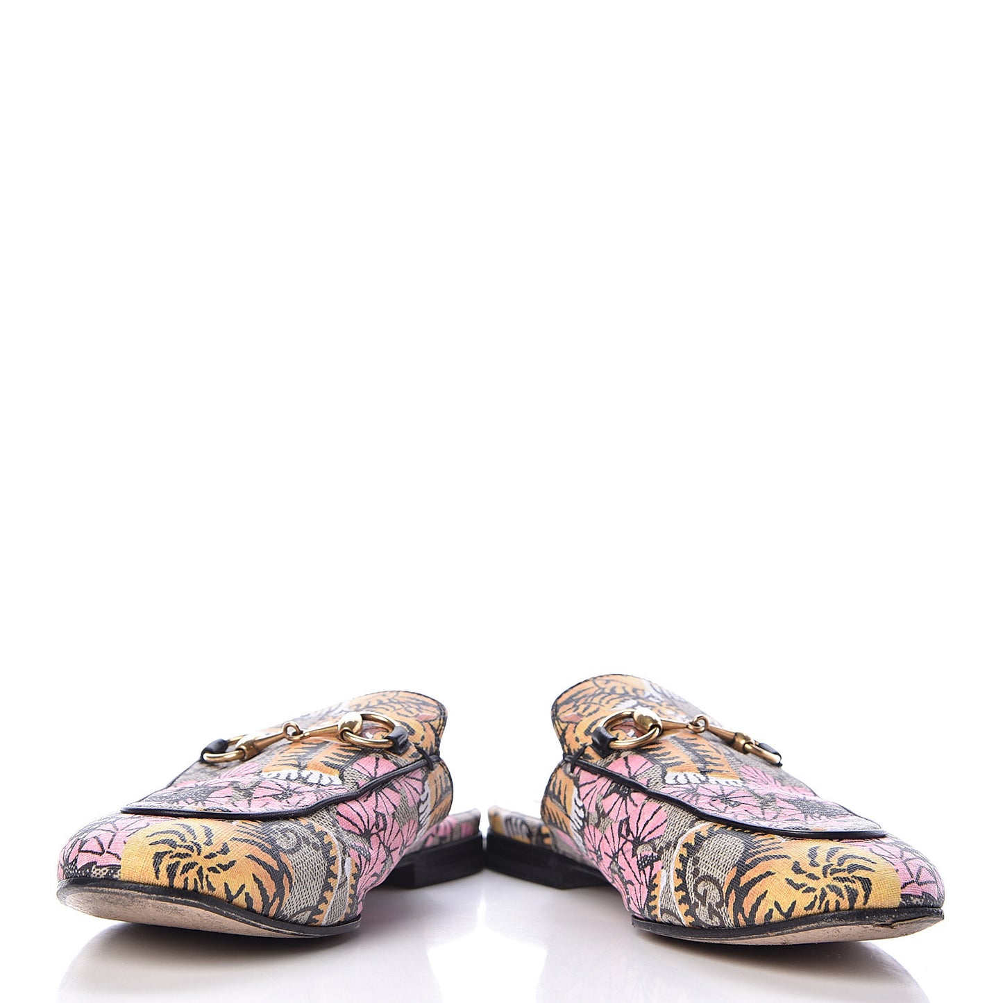 GG Supreme Monogram Bengal Womens Princetown Slippers 35 Beige Crop Pink