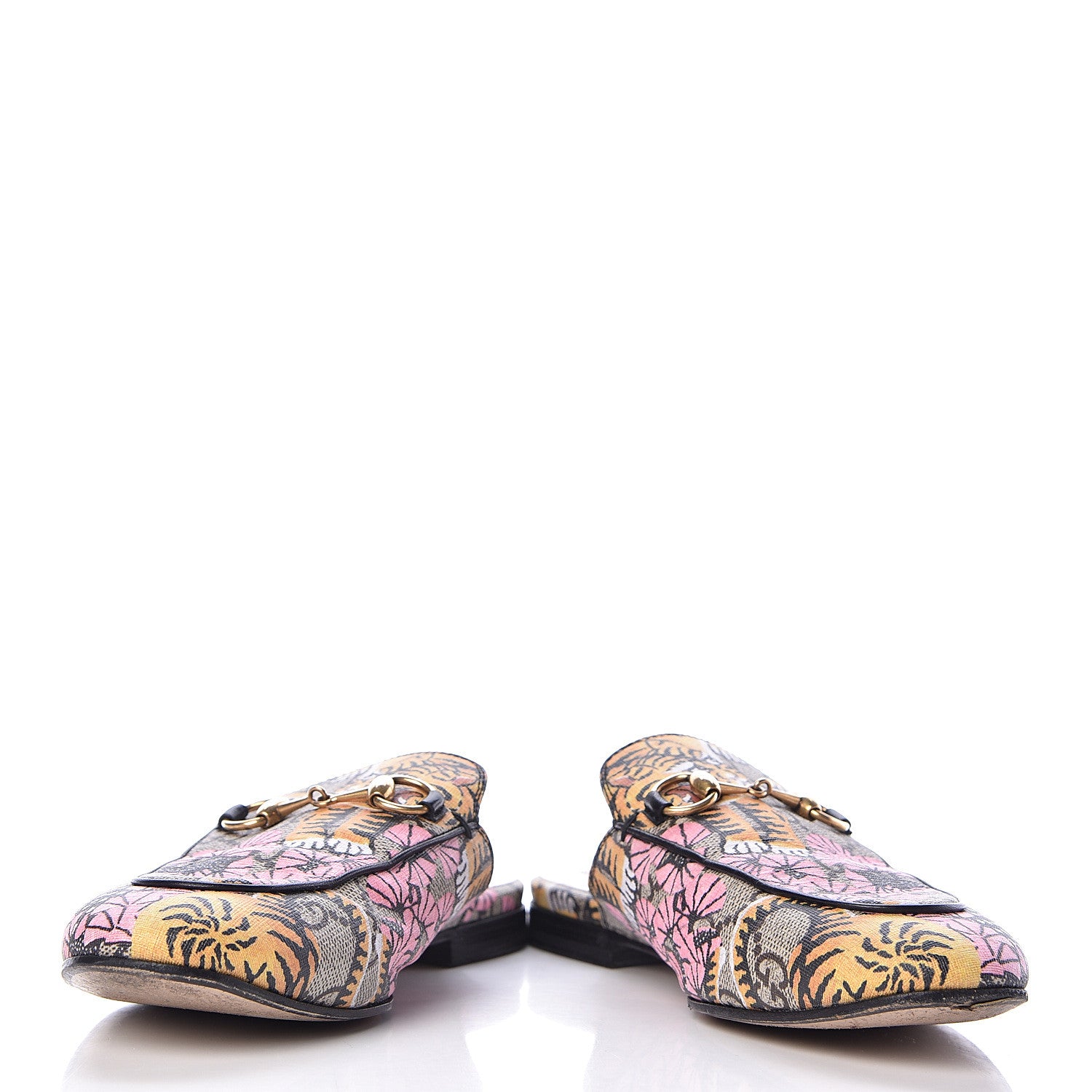 Gucci GG Supreme Monogram Bengal Womens Princetown Slippers 35 Beige Crop Pink 5 of 15