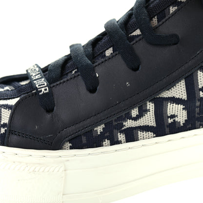 Christian Dior Technical Knit Calfskin Oblique Womens Walk'n Dior Mid Top Sneakers 38.5 Deep Blue 7 of 13