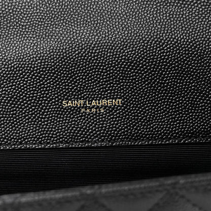 Saint Laurent Grain De Poudre Textured Mixed Matelasse Triquilt Small Monogram Satchel Black 6 of 11