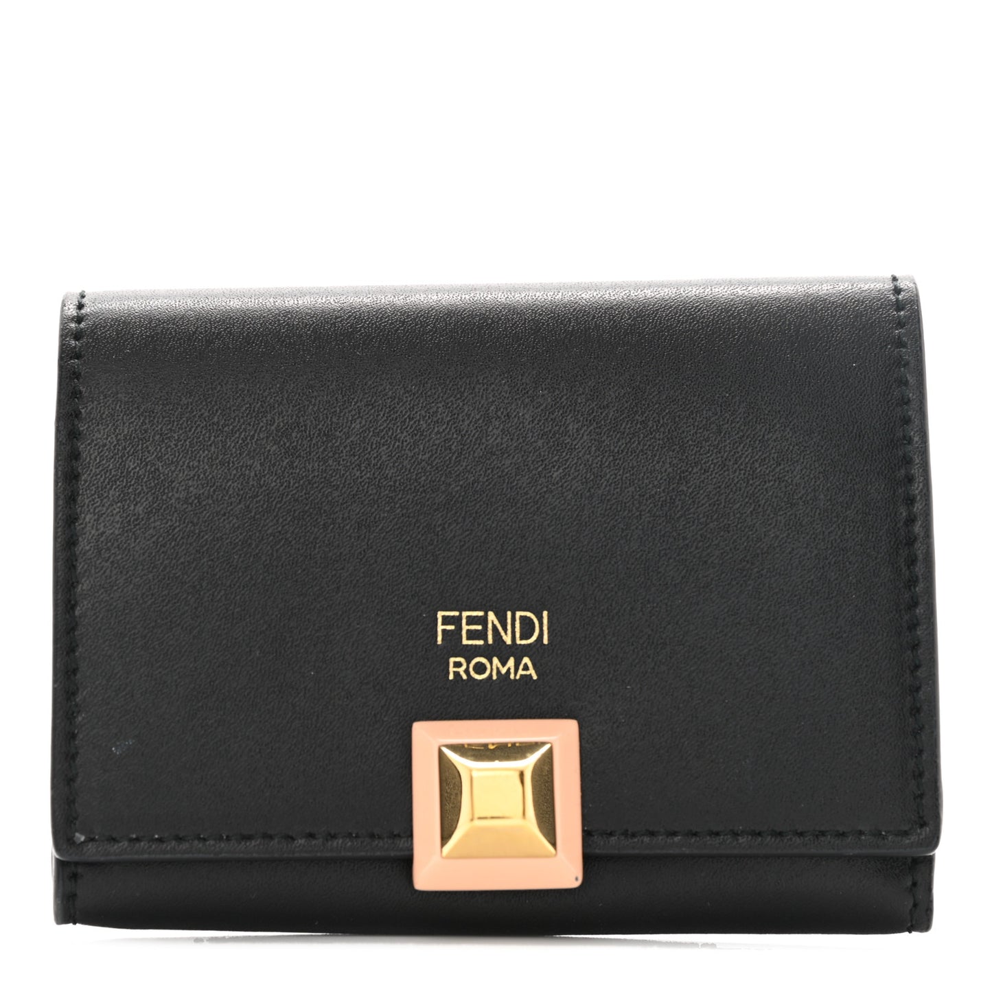 Vitello Liberty Studded Fold Over Card Holder Black