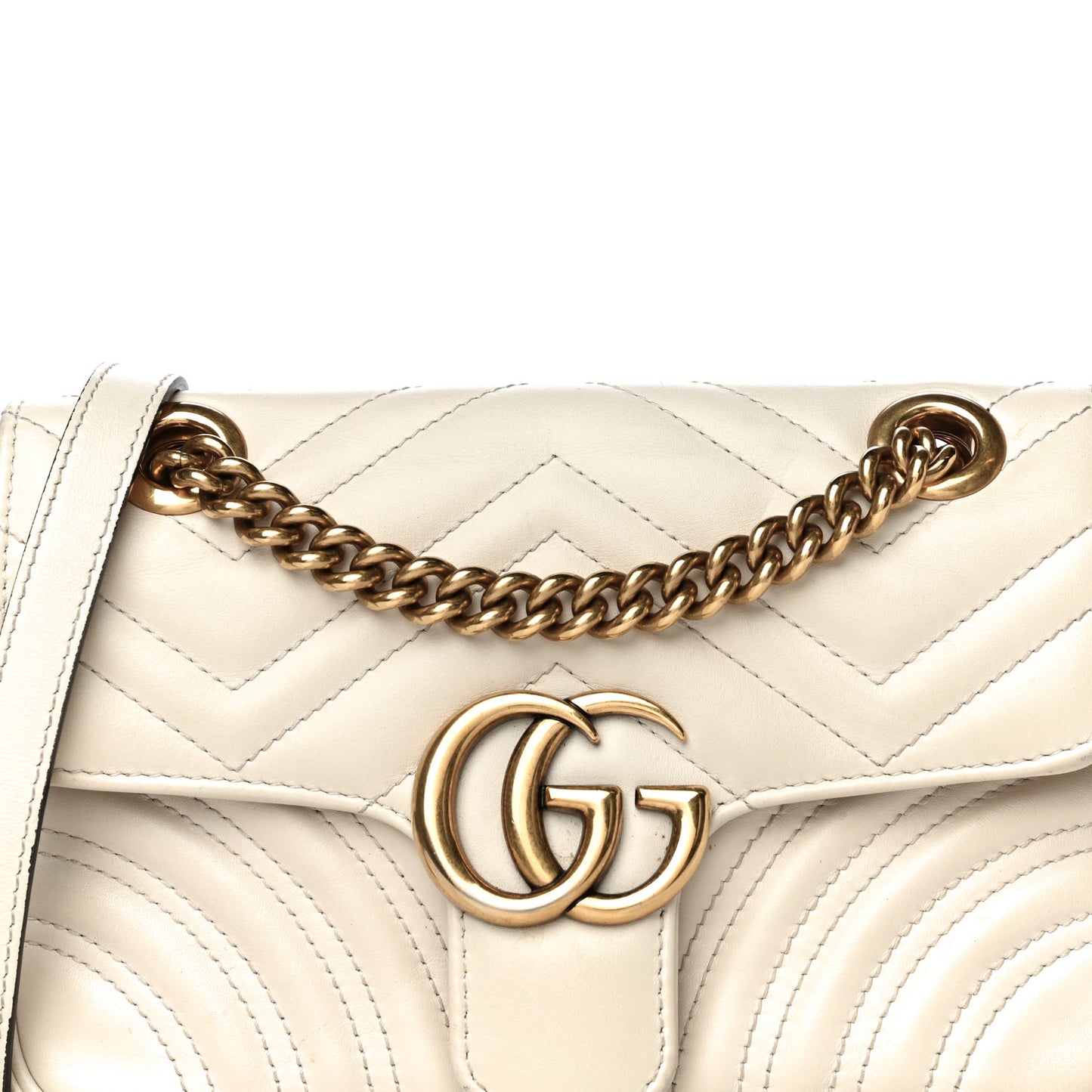 Calfskin Matelasse Mini GG Marmont Shoulder Bag White