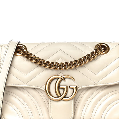 Gucci Calfskin Matelasse Mini GG Marmont Shoulder Bag White 7 of 12