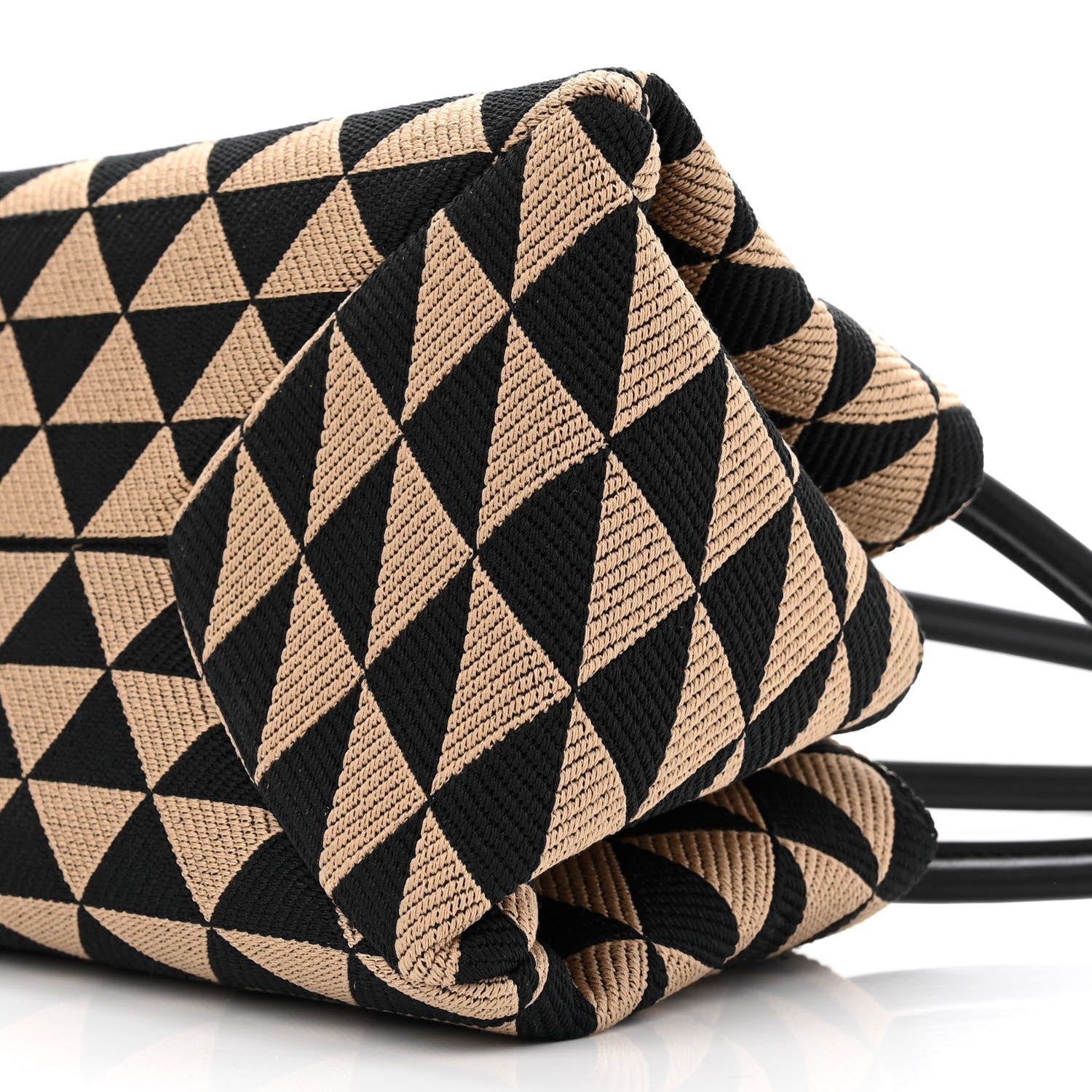 Prada Jacquard Triangolo Symbole Embroidered Small Shoulder Bag Black Corda 12 of 12