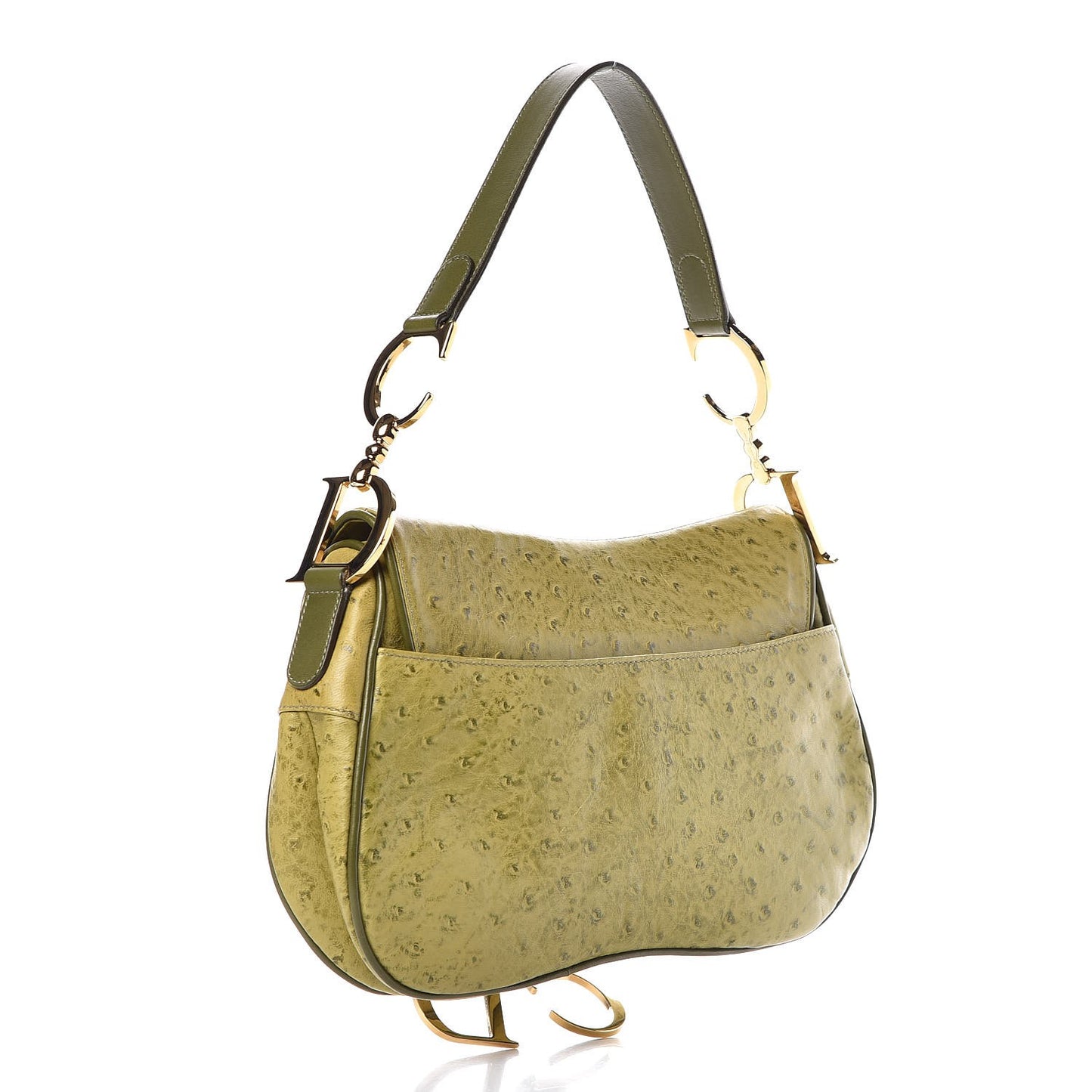 Ostrich Double Saddle Bag Green