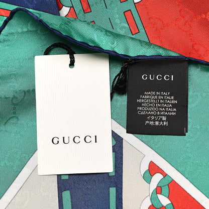Gucci Silk Chain Argyle Square Scarf Flame Dark Green 3 of 4