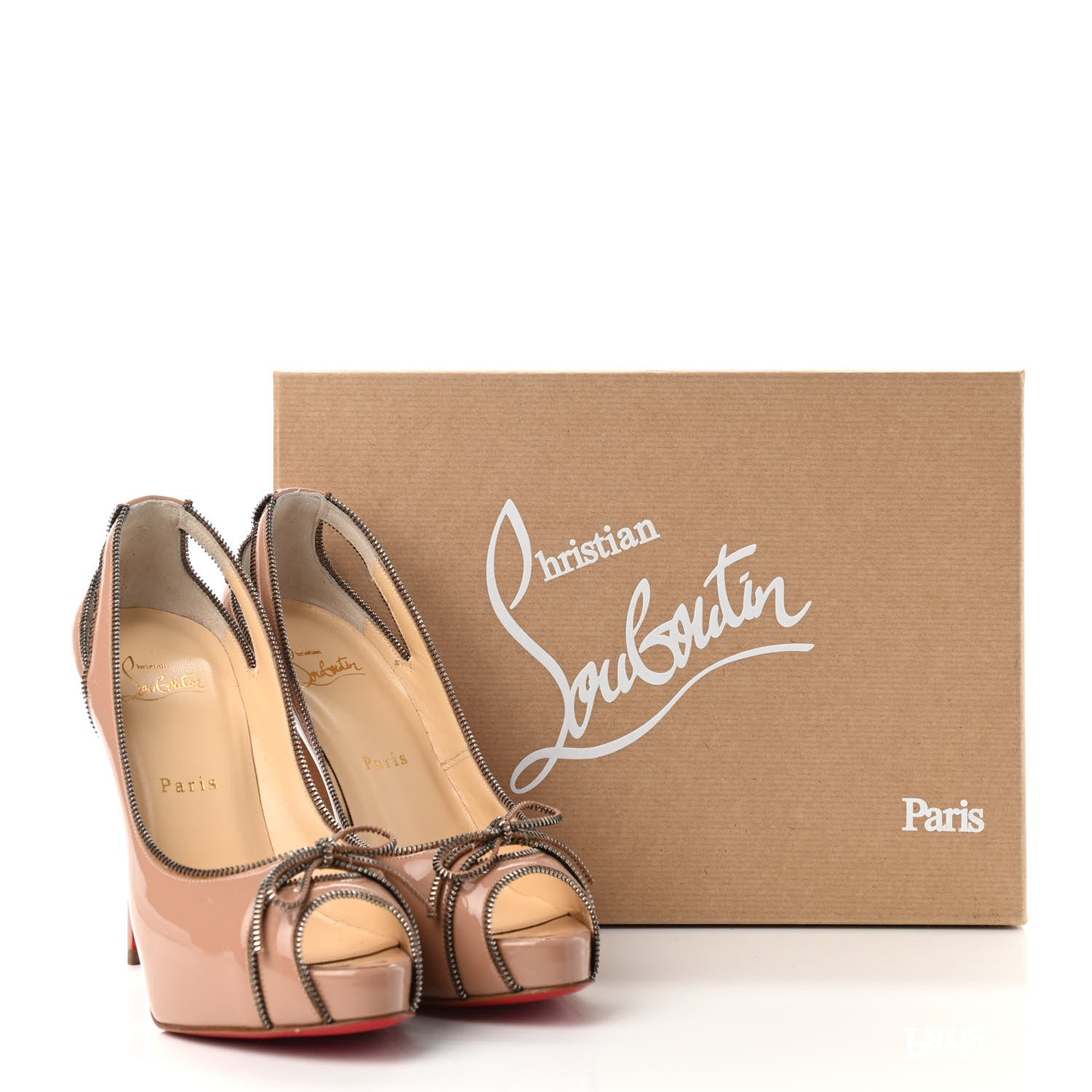 Christian Louboutin Patent Colbina 120 Pumps 37.5 Nude Silver 9 of 9