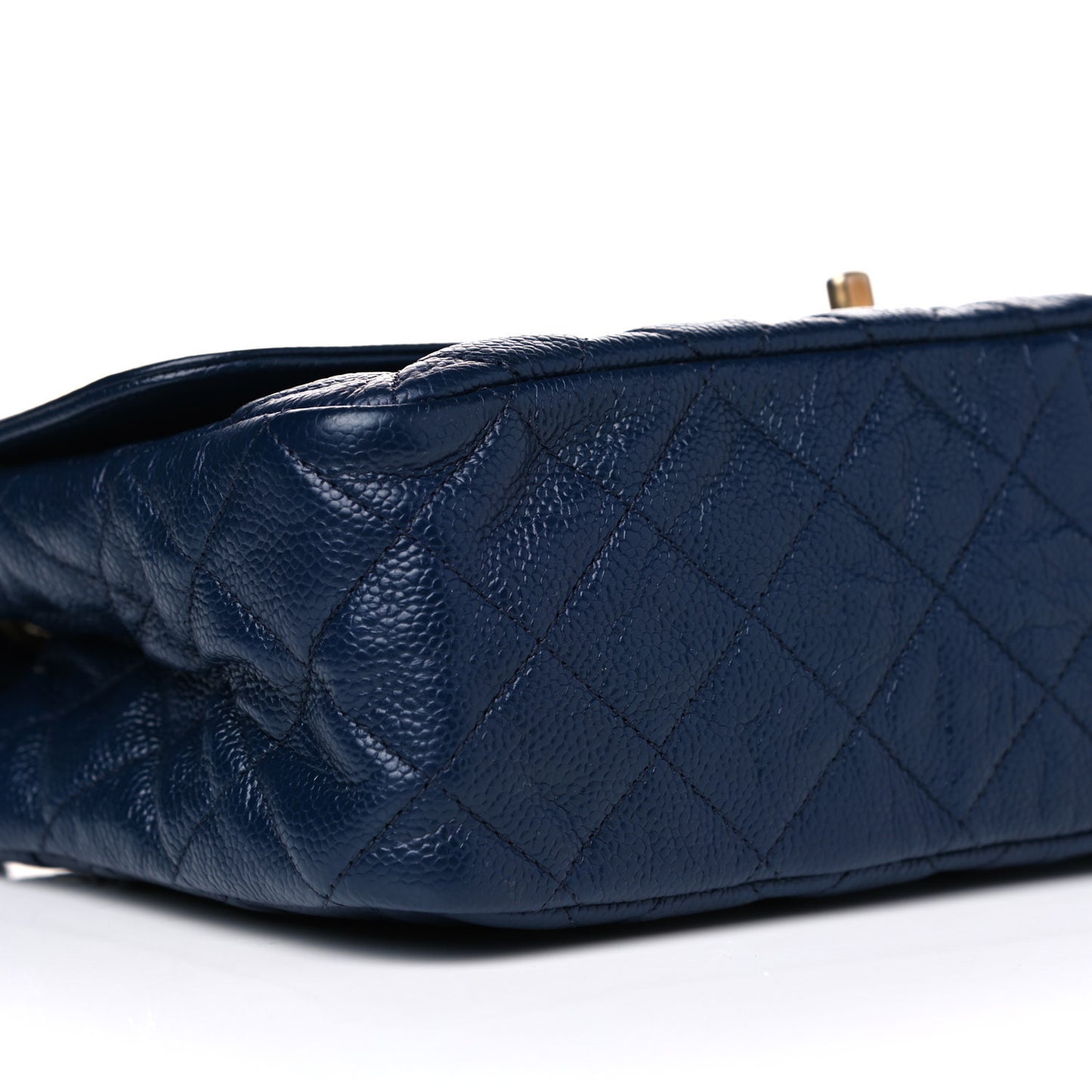 Crumpled Grained Calfskin Quilted Large Two Tone Flap Bag Blue