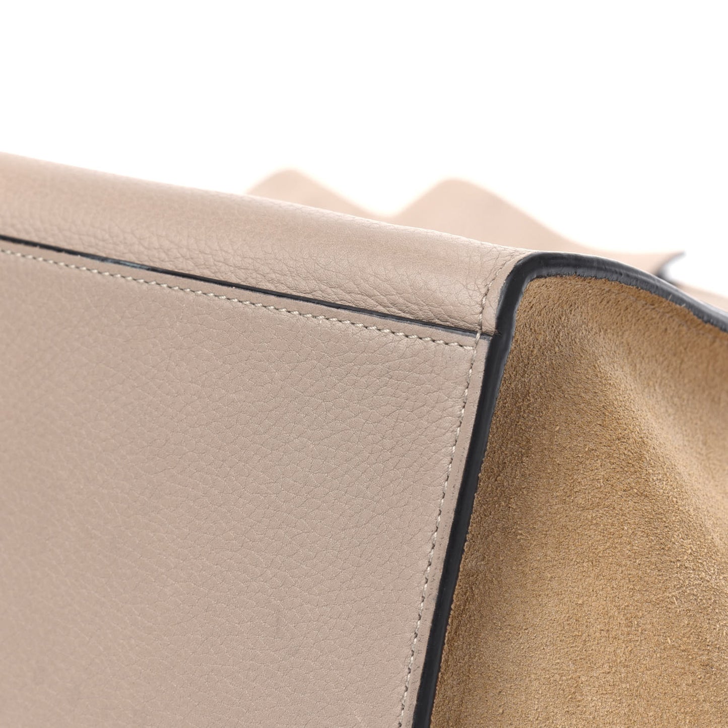 Drummed Calfskin Suede Small Trapeze Dune