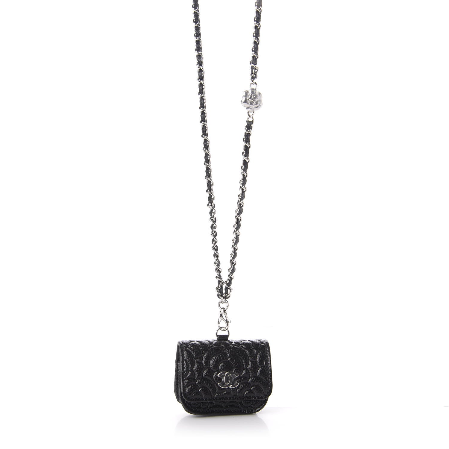 Chanel Caviar Camellia Embossed Airpods Pro Case Black 1 of 9