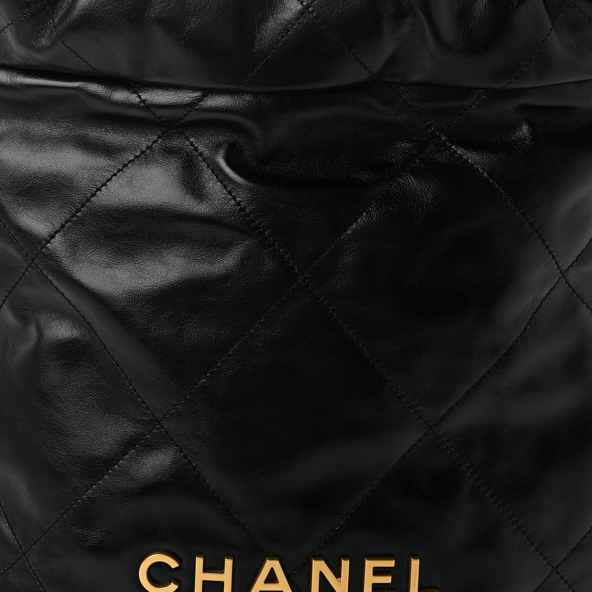 Shiny Calfskin Quilted Chanel 22 Backpack Black