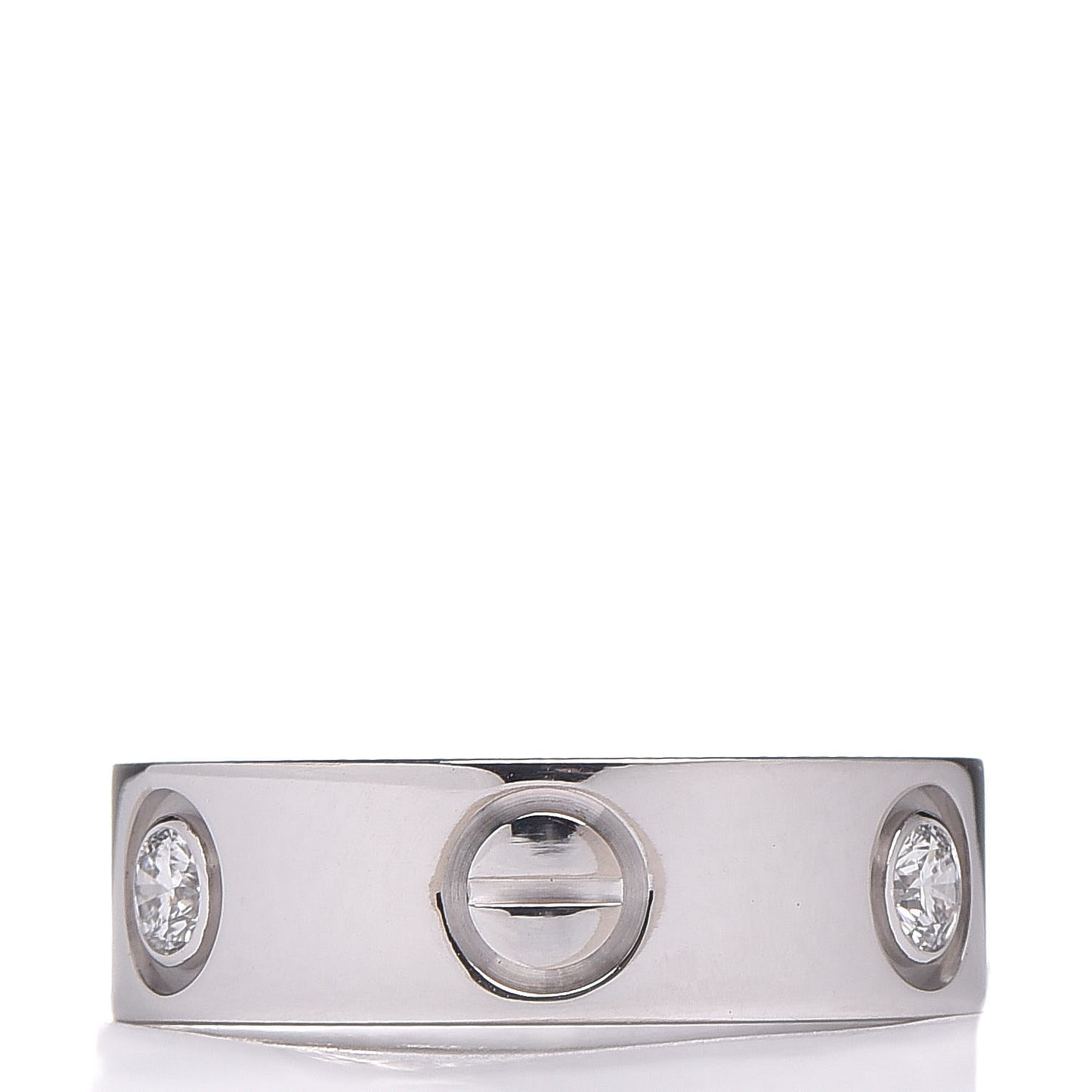 18K White Gold 3 Diamond 5.5mm LOVE Ring 45 3.25