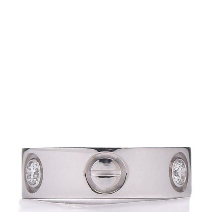 Cartier 18K White Gold 3 Diamond 5.5mm LOVE Ring 45 3.25 3 of 4