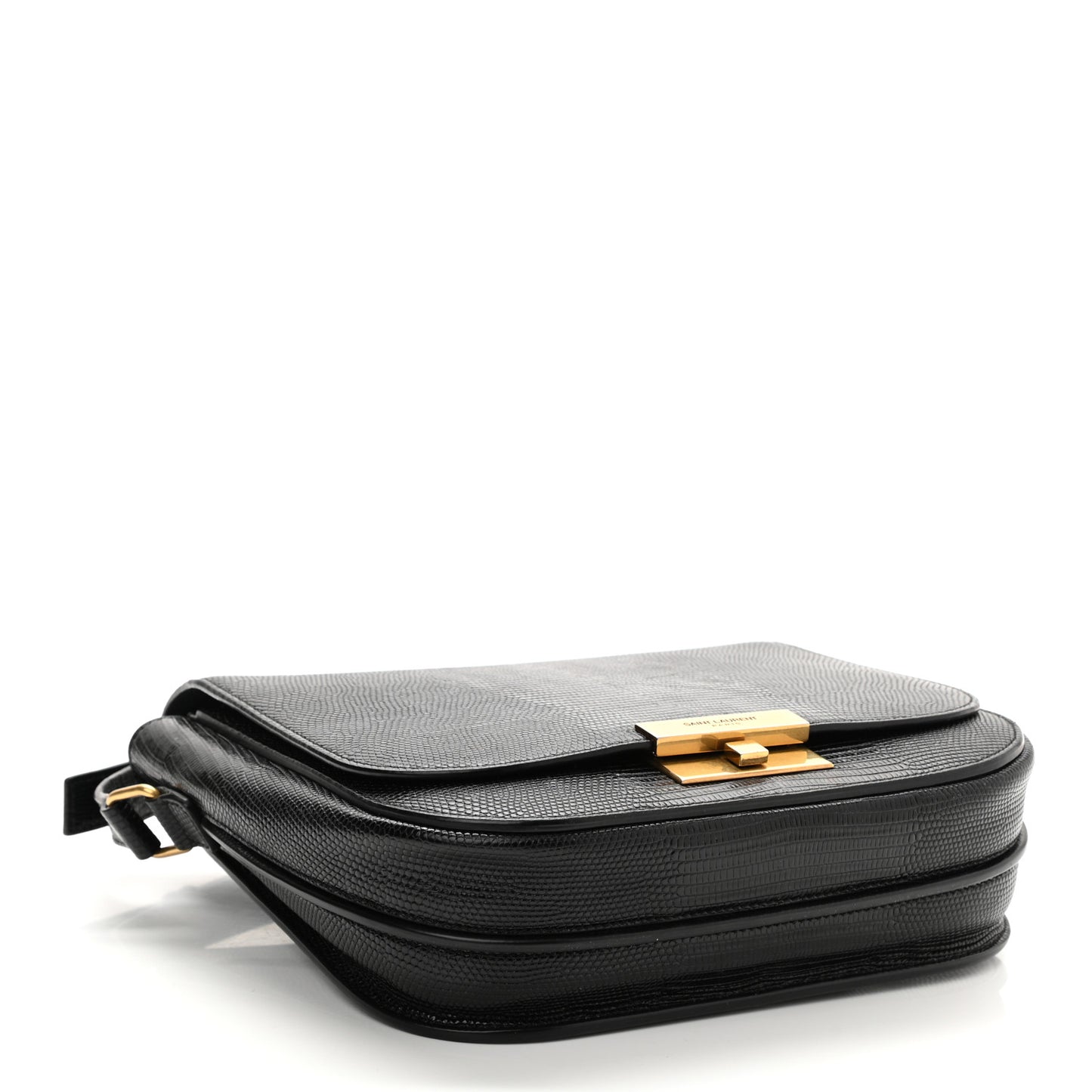 Lizard Calfskin Embossed Betty Messenger Black