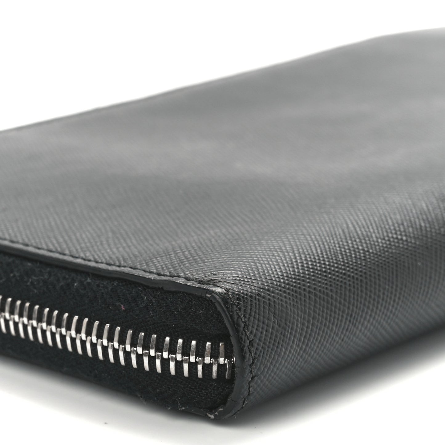Saffiano Large Zip Around Travel Wallet Black