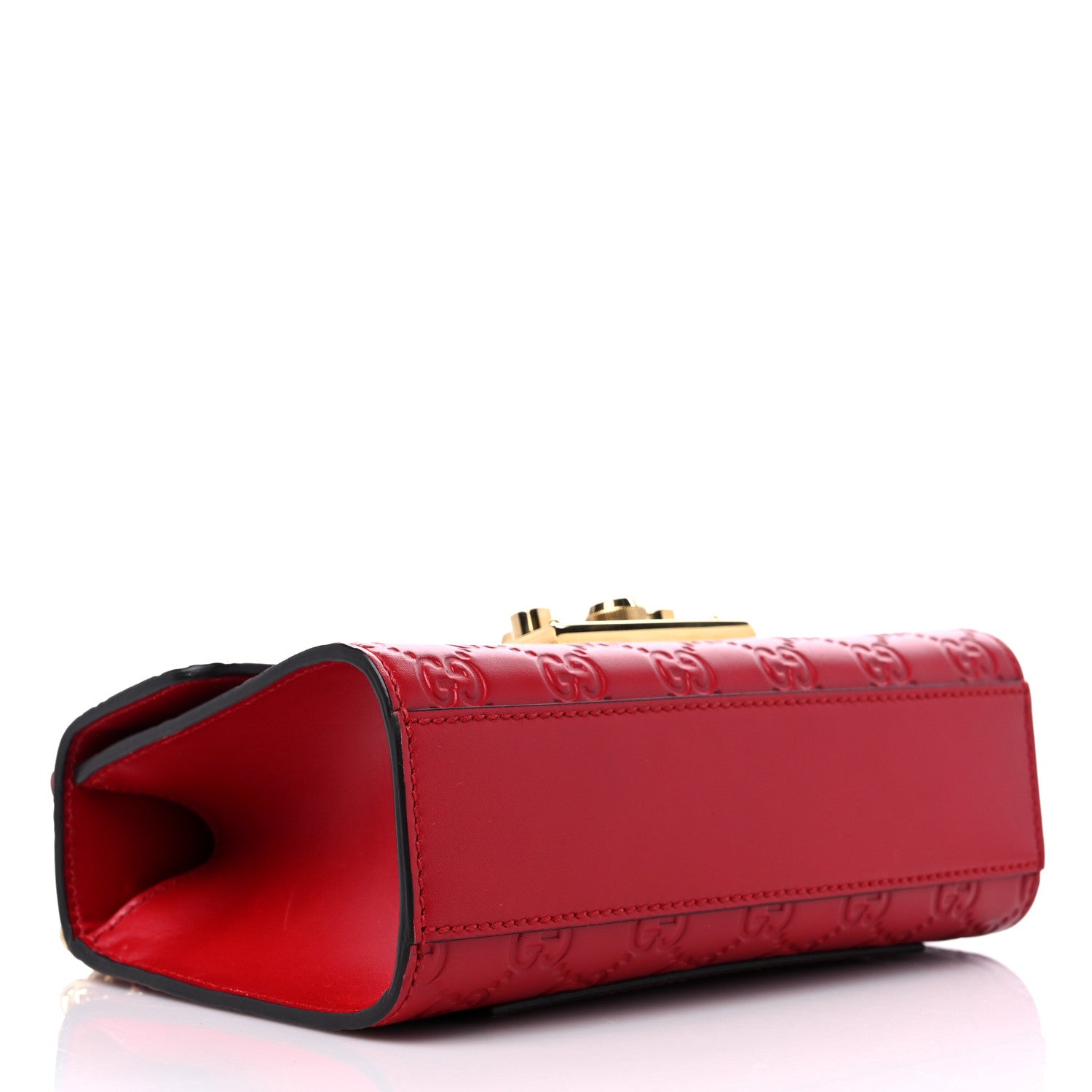 Gucci Guccissima Small Padlock Shoulder Bag Hibiscus Red 4 of 11
