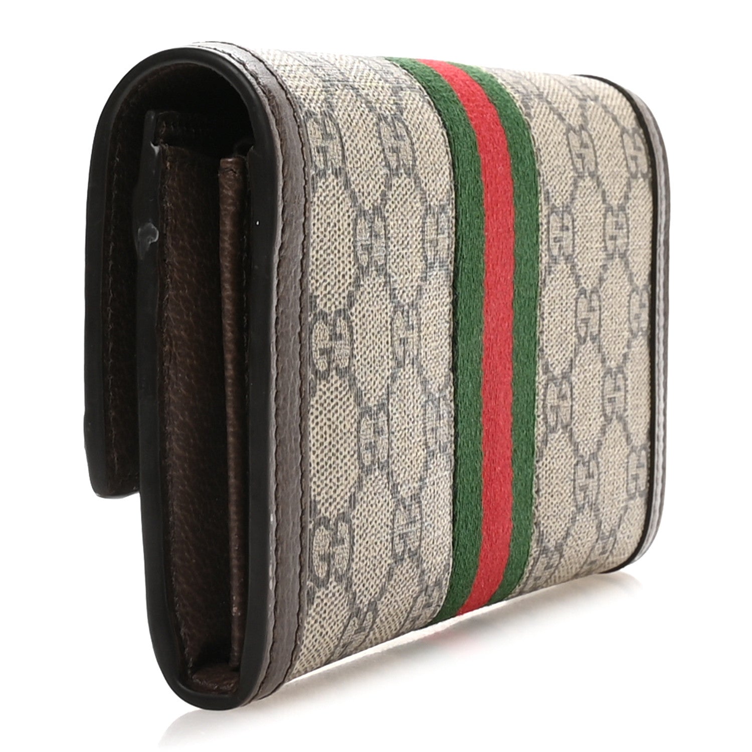 Gucci GG Supreme Monogram Web Ophidia Continental Wallet Brown 3 of 9
