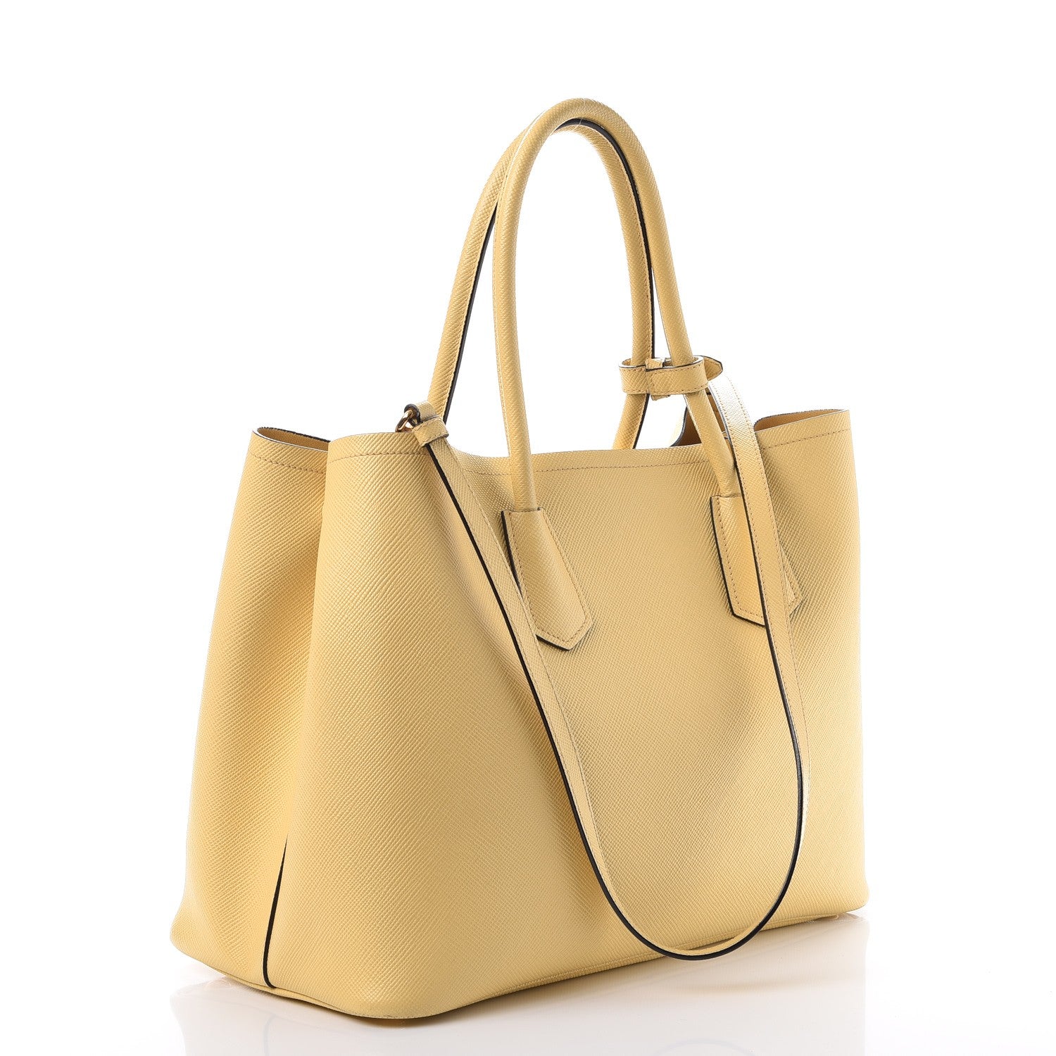 Prada Saffiano Cuir Medium Double Bag Polline 3 of 12