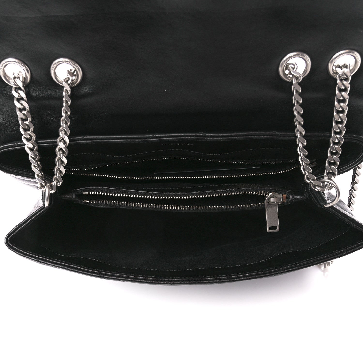 Saint Laurent Calfskin Y Quilted Monogram Medium Loulou Chain Satchel Black 5 of 11