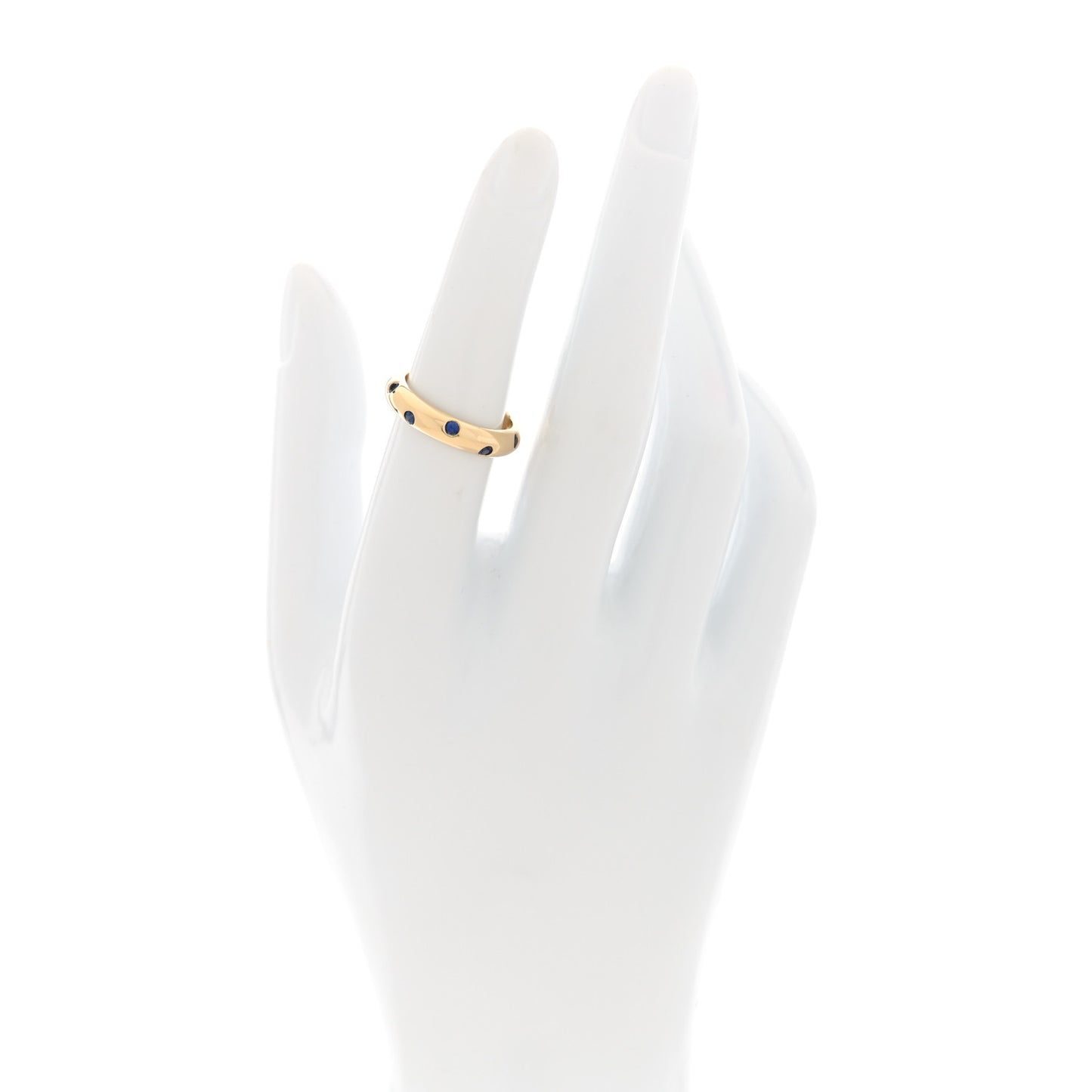 18K Yellow Gold Blue Sapphire 4mm Etoile Band Ring 52 6