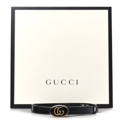 Gucci Skipper Calfskin Enamel GG 15mm Belt 90 36 Black 7 of 7