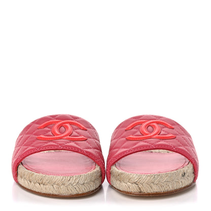 Chanel Lambskin Quilted CC Espadrille Slip On Sandals 36 Pink 2 of 8