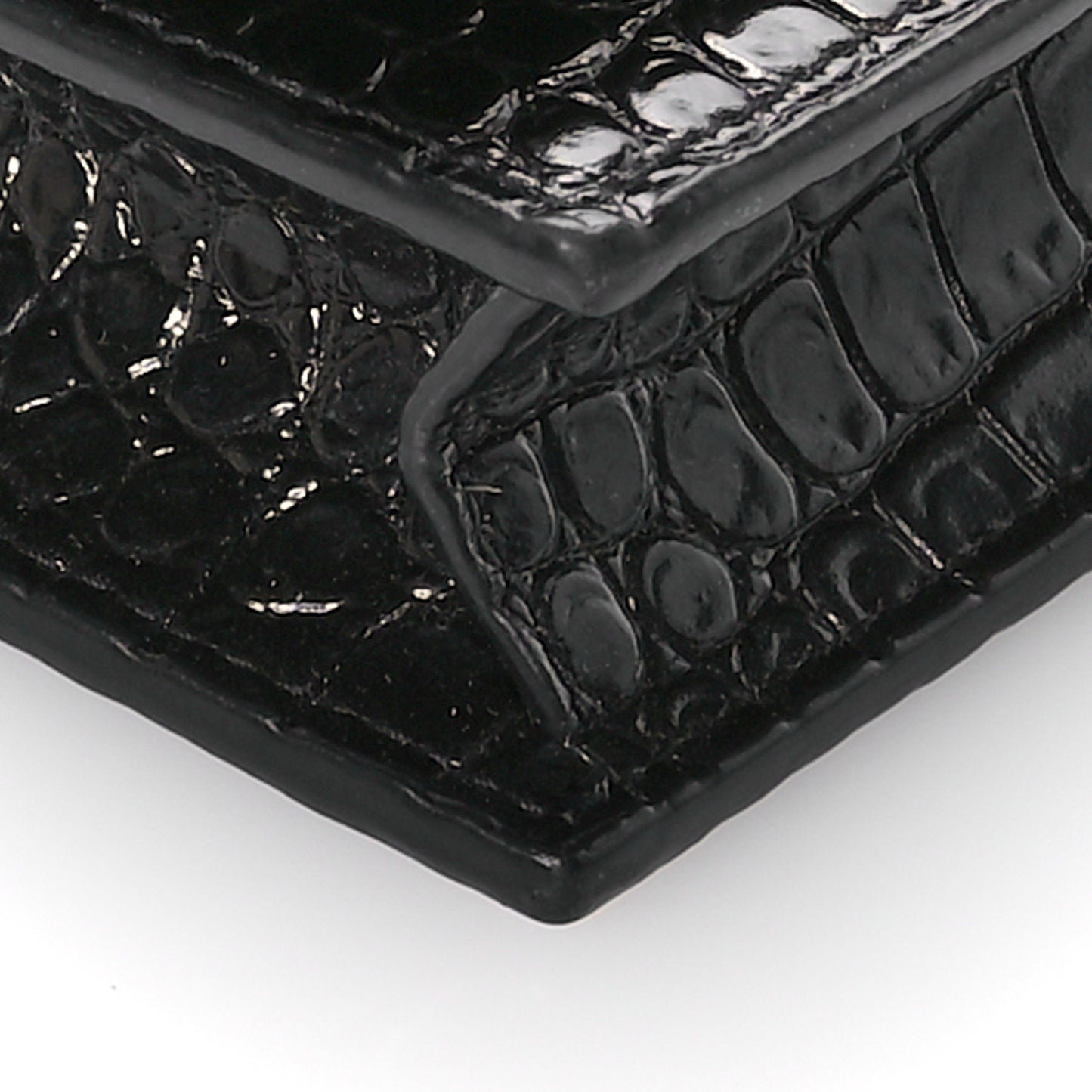 Calfskin Crocodile Embossed Small Classic Monogram Kate Tassel Satchel Black