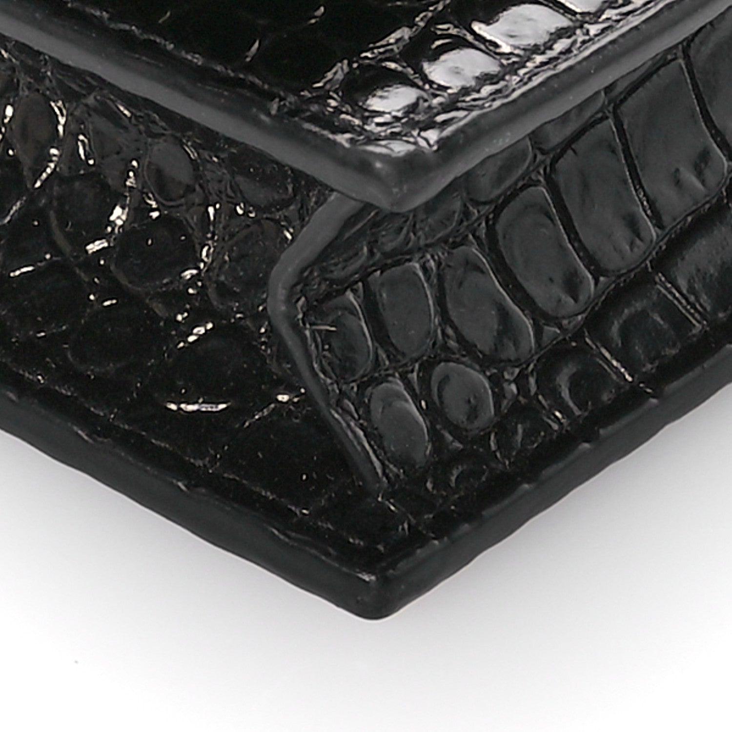 Saint Laurent Calfskin Crocodile Embossed Small Classic Monogram Kate Tassel Satchel Black 9 of 10
