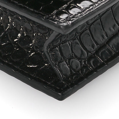 Saint Laurent Calfskin Crocodile Embossed Small Classic Monogram Kate Tassel Satchel Black 9 of 10
