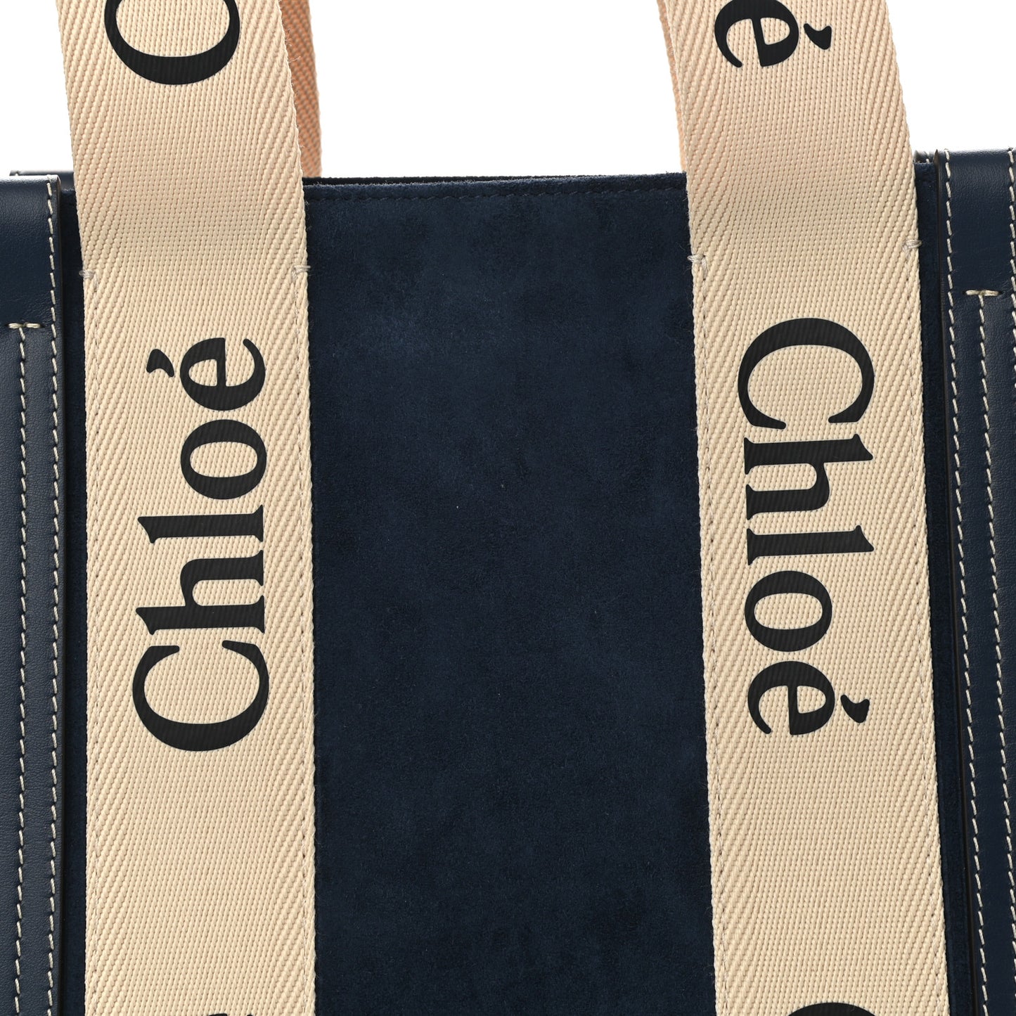 Suede Calfskin Medium Woody Ribbon Tote Navy