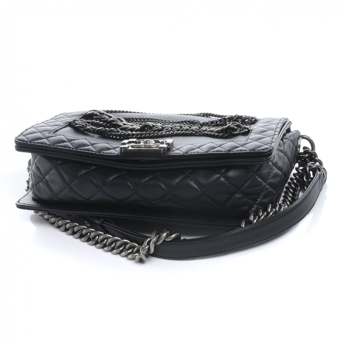 Calfskin Enchained Medium Boy Flap Black