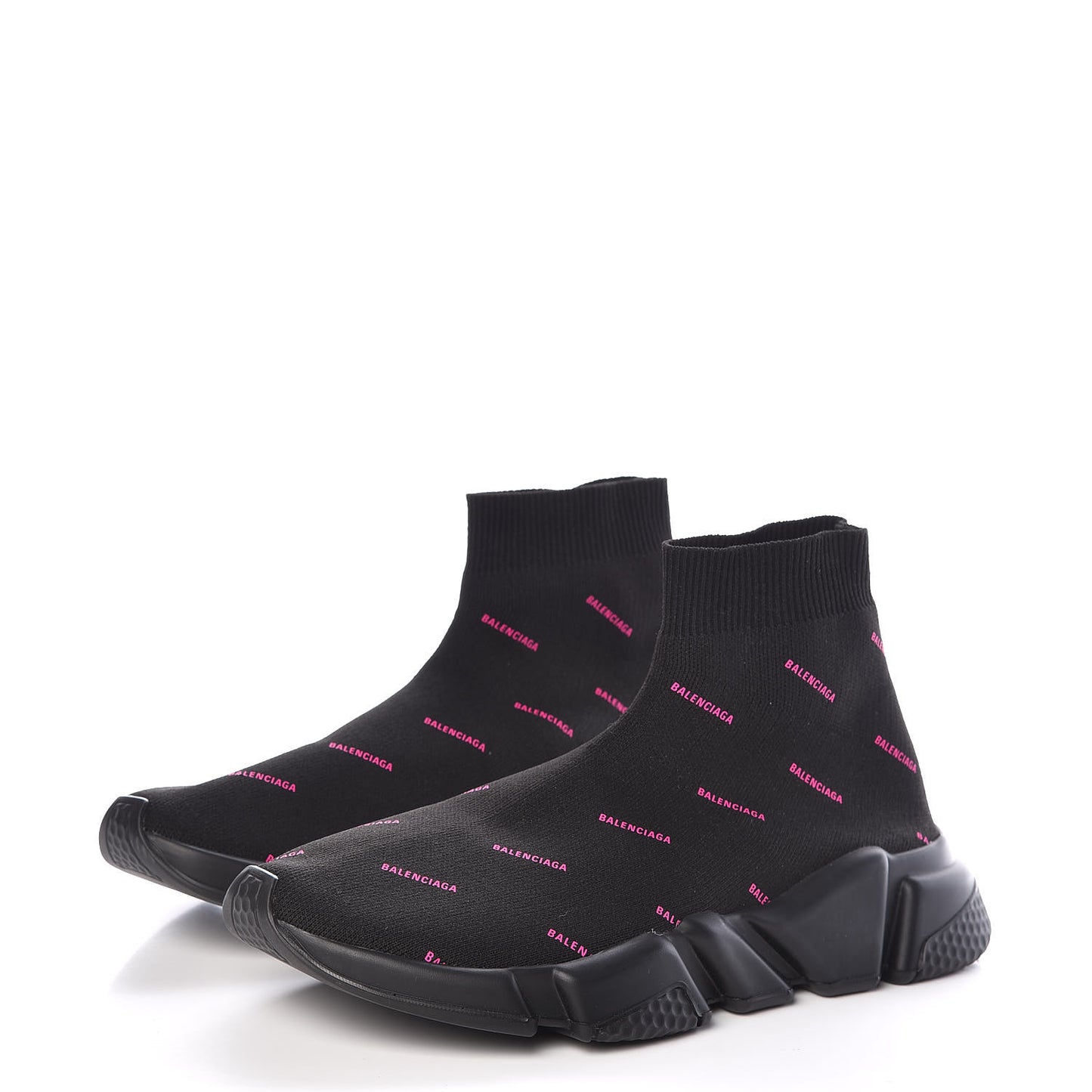 Neoprene Knit Allover Logo Womens Speed Sneakers 39 Black Fuchsia