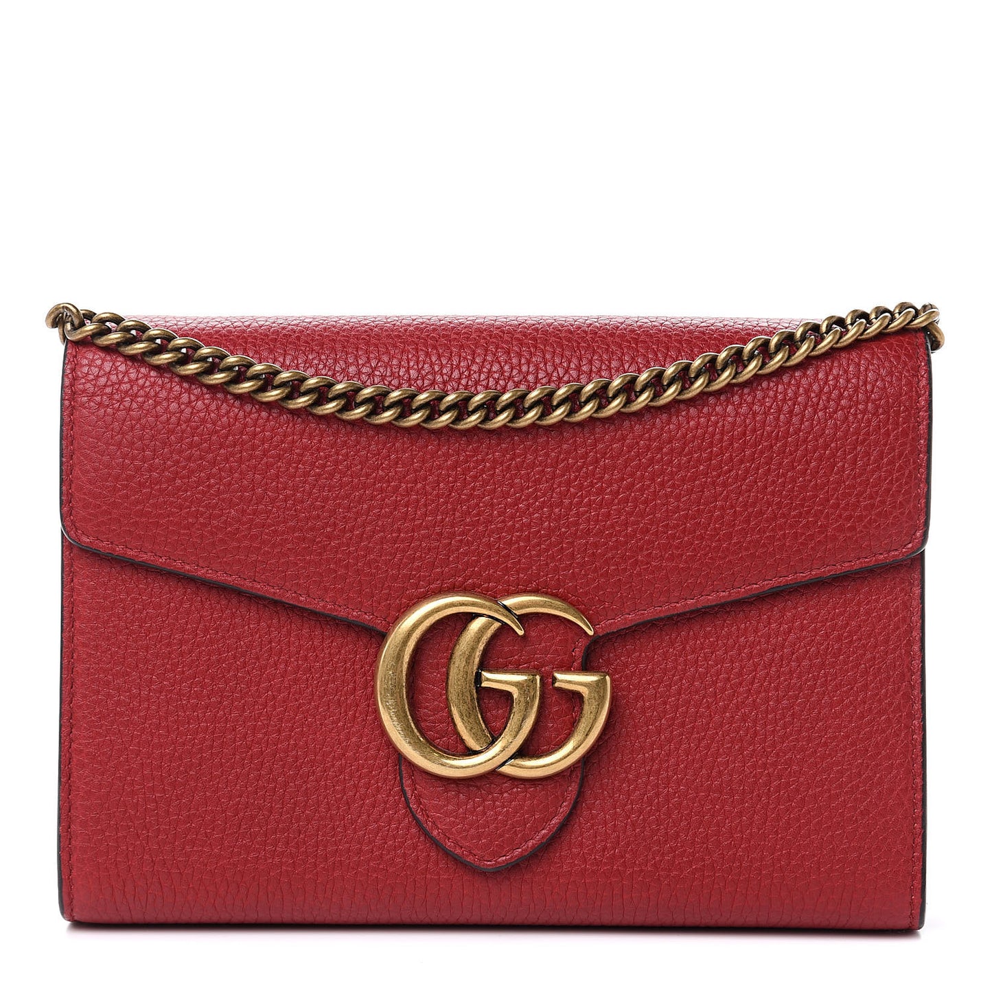 Calfskin GG Marmont Chain Wallet Vulcanic Red
