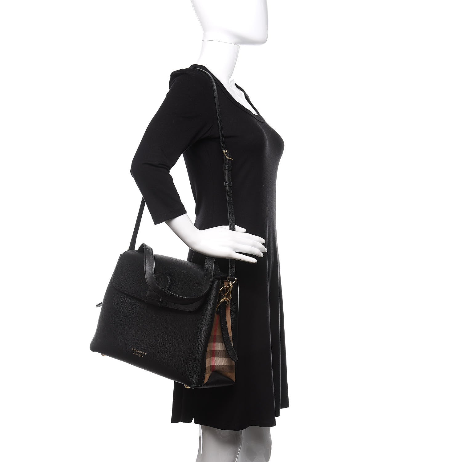 Burberry Derby Calfskin House Check Medium Camberley Black 2 of 12