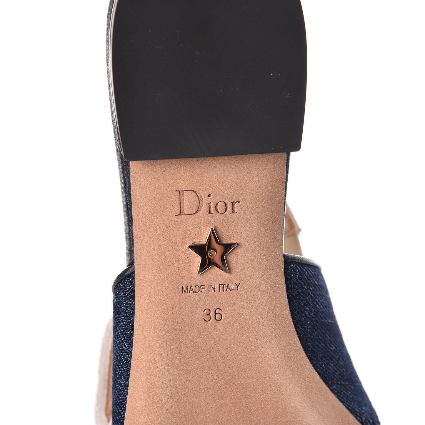 Denim Ribbon Patchwork J'Adior Slingback Ballet Flats 36 Deep Blue