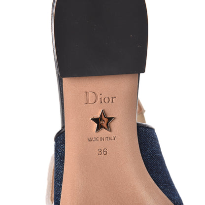 Christian Dior Denim Ribbon Patchwork J'Adior Slingback Ballet Flats 36 Deep Blue 6 of 9