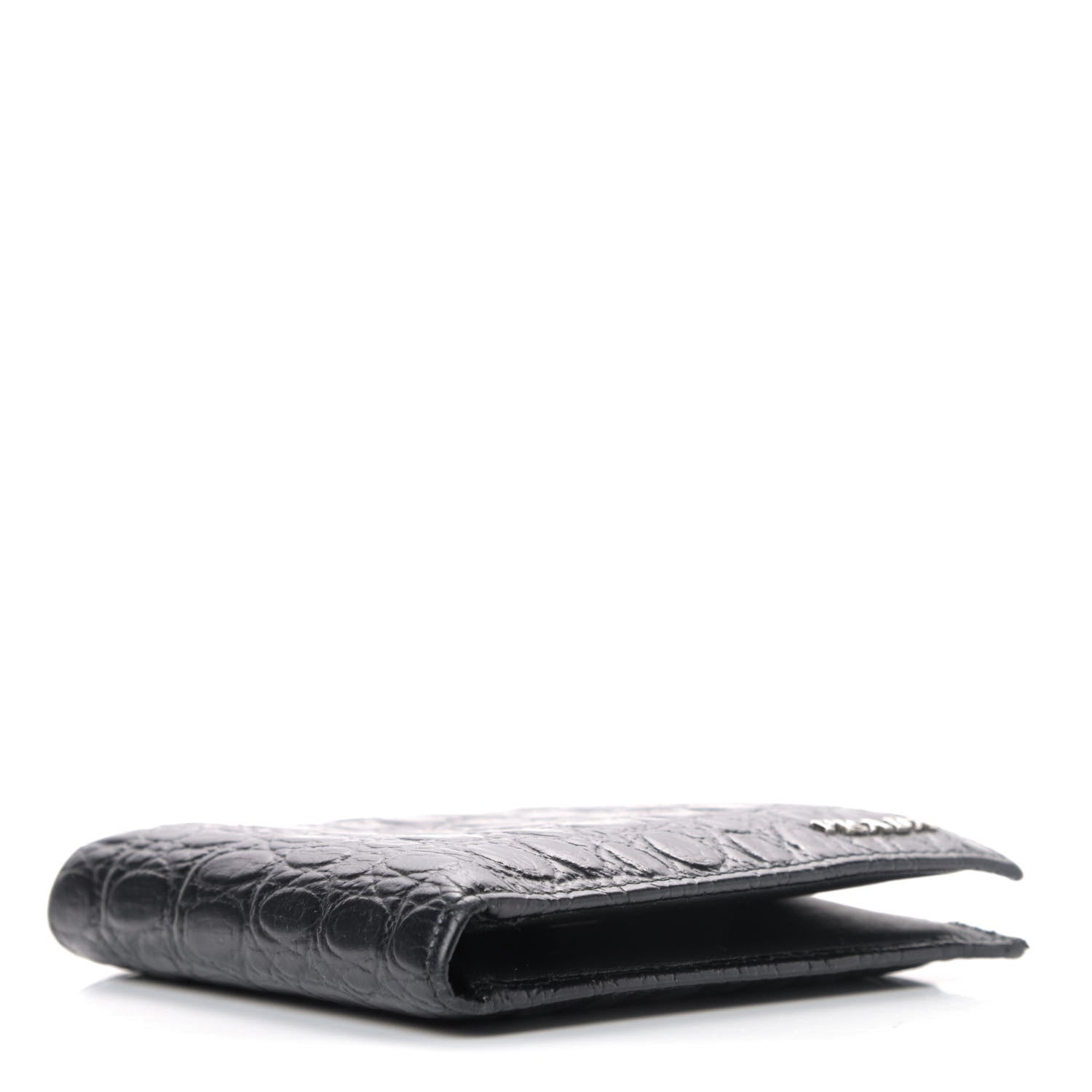 Prada Calfskin Crocodile Embossed Billfold Wallet Black 3 of 6