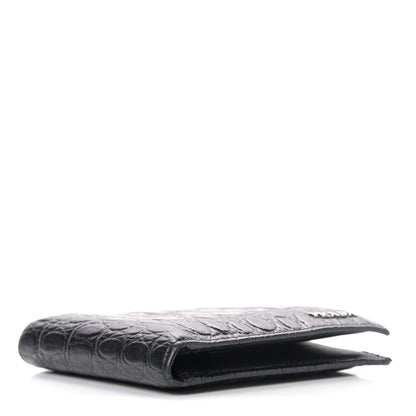 Prada Calfskin Crocodile Embossed Billfold Wallet Black 3 of 6